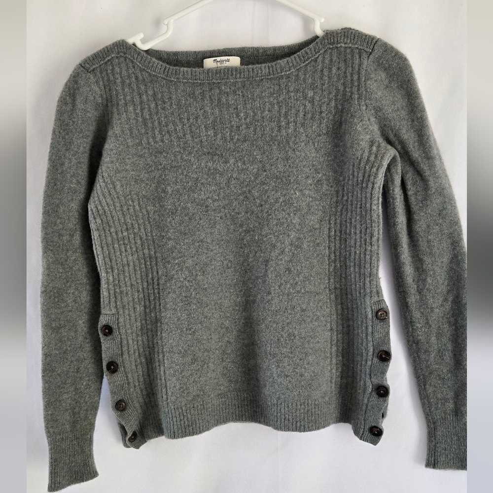Gray Women's Sweater with Button Detail